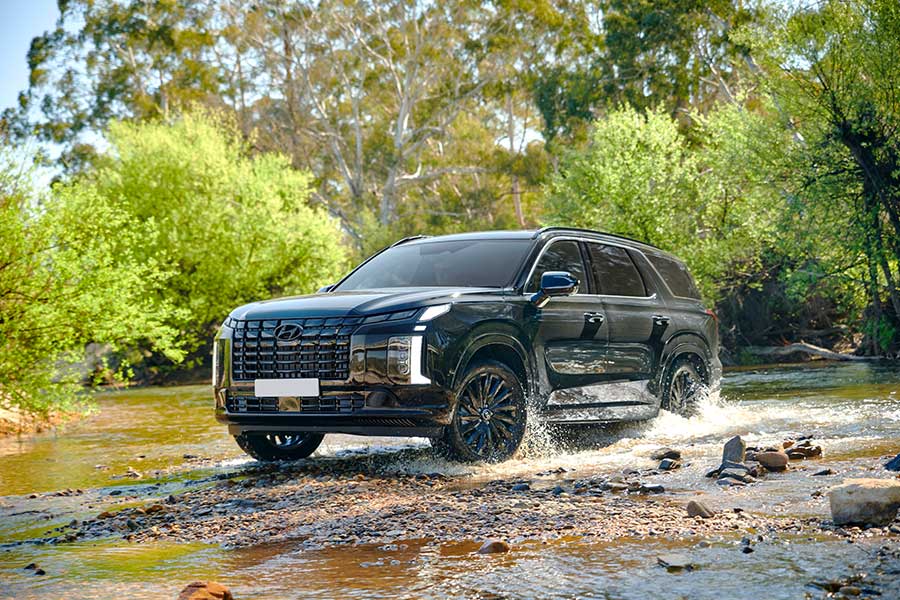 Hyundai Palisade Calligraphy Black Ink 2024 driving off road