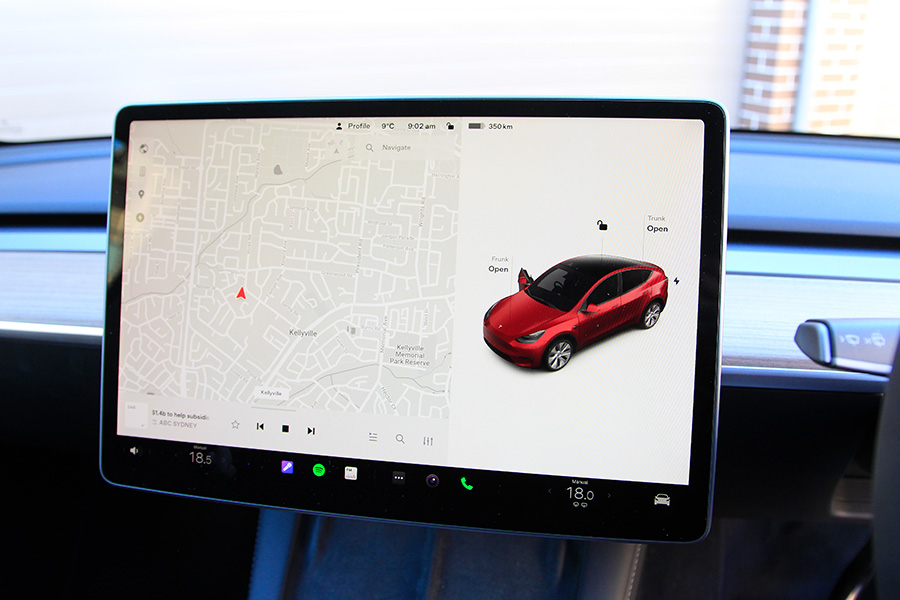 Tesla Model Y user interface